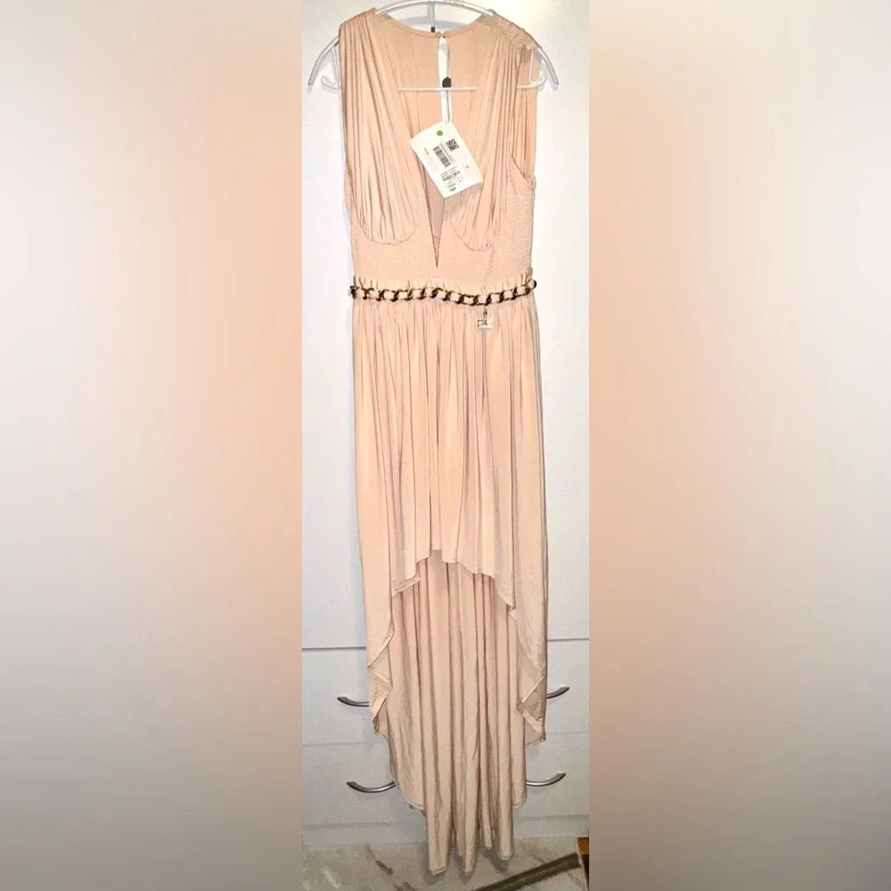 NWT ELISABETTA FRANCHI LIGHT PINK HIGH LOW DRESS SIZE 46 NA264